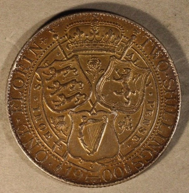 1900 Great Britain Silver Florin Original Tone + Details