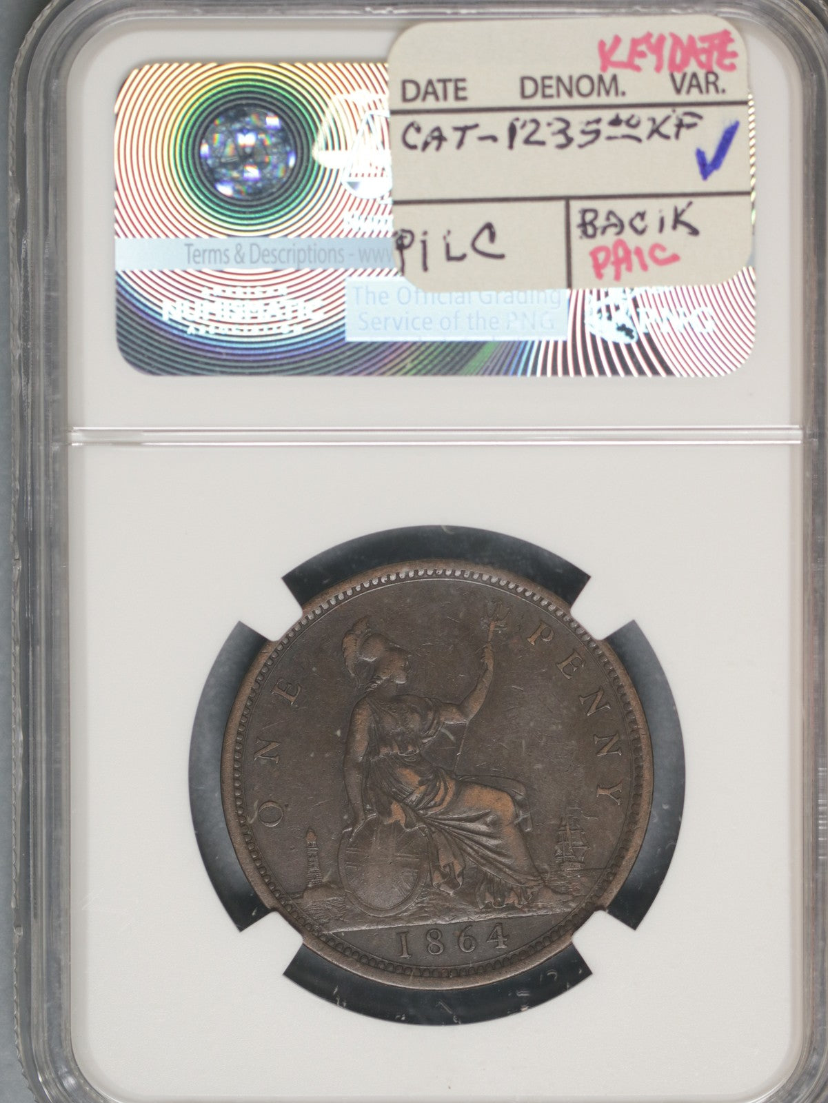 Great Britain 1864 Penny K-749.2 NGC XF40 BN PLAIN 4  KEY