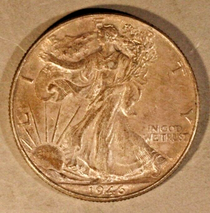 1946 Walking Liberty Half Dollar Russet Blue Tone Obv. 