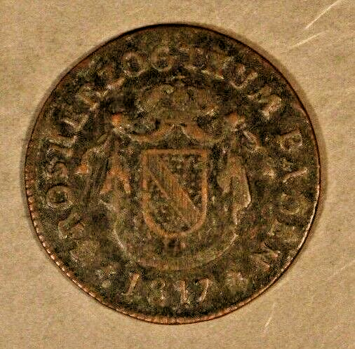 1817 German State Baden 1/2 Kreuzer Detailed Coin   