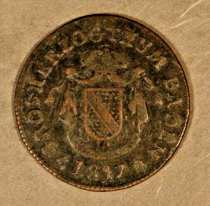 1817 German State Baden 1/2 Kreuzer Detailed Coin   