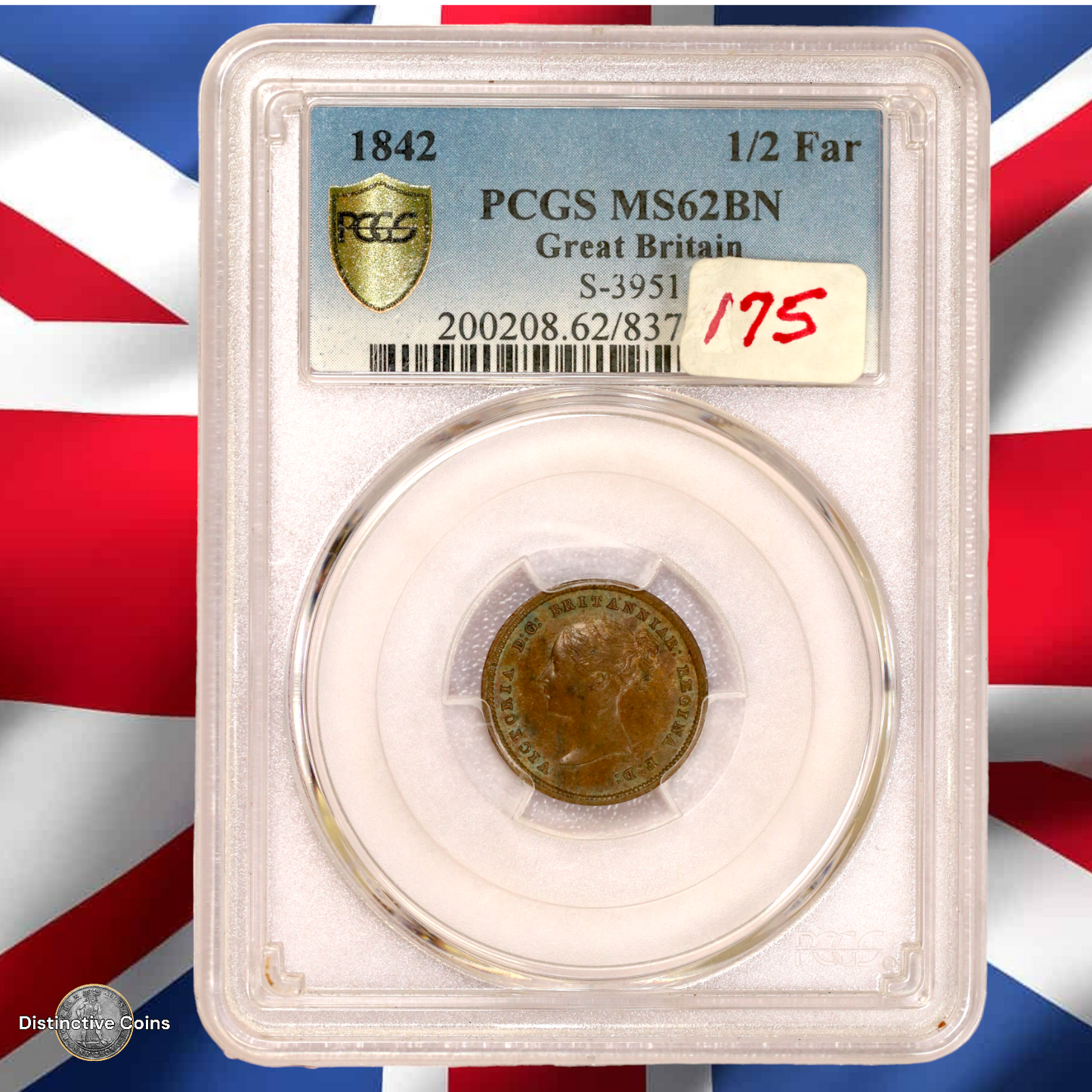 Great Britain 1842 1/2 Farthing PCGS MS62BN - GBS016