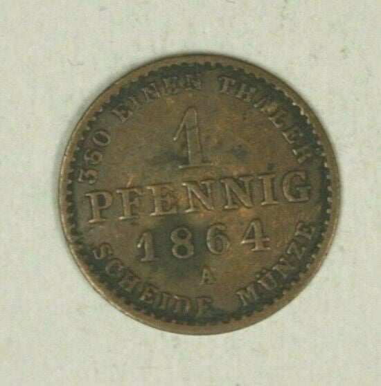 Germany Anhalt - Bernburg Pfennig 1864-A VF  Major Die Break  A2245