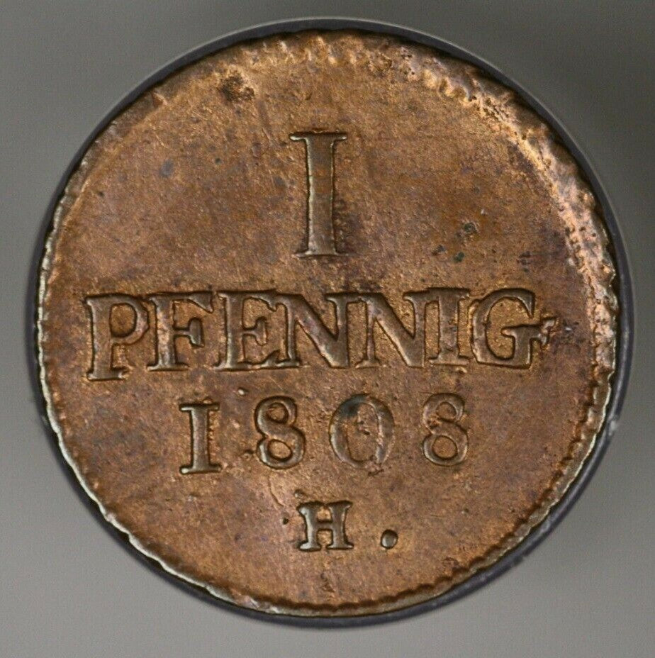 Saxony 1808 H Pfennig AU/UNC Old Clean 1 Yr Type   A2722