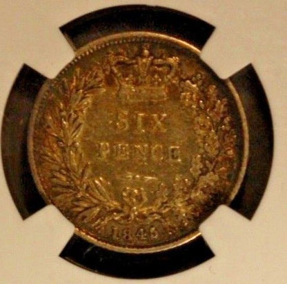 1845 Great Britain 6 Pence  NGC AU Details  
