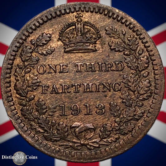 Great Britain 1913 Third Farthing 1/3 Penny GB3043