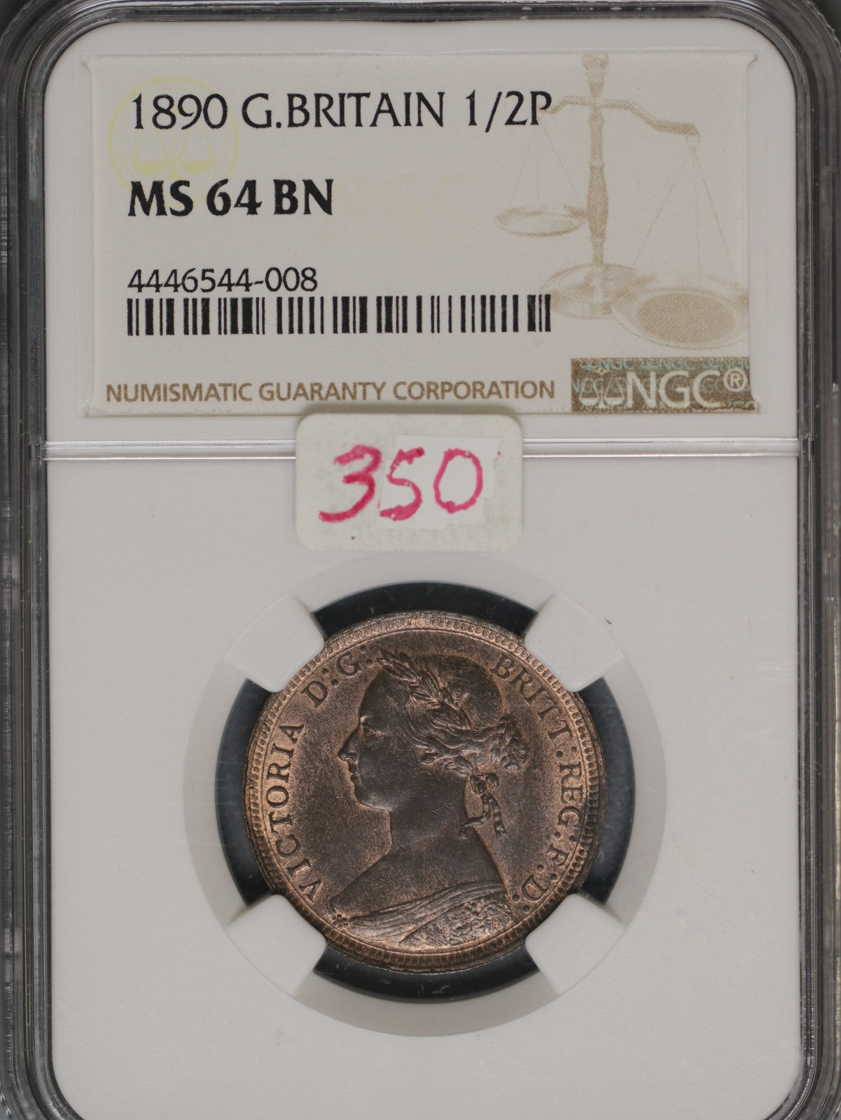 Great Britain 1890 1/2 Penny K-754 NGC MS64 BN