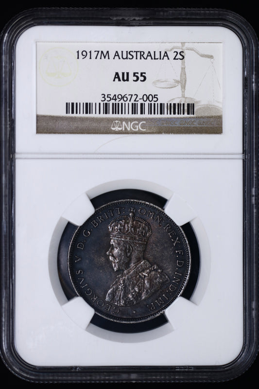 Australia 1917 M 2 Shilling (Florin) NGC AU-55 S874