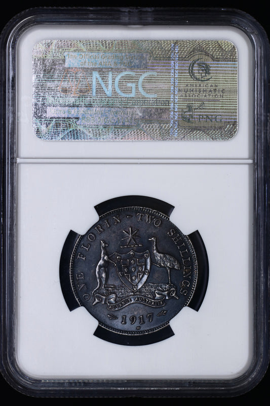 Australia 1917 M 2 Shilling (Florin) NGC AU-55 S874