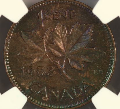Canada 1953 One Cent No Shoulder Fold MS-65 S791