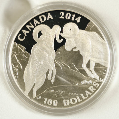 Canada 2014 $100 Bighorn Sheep fine silver coin. C015