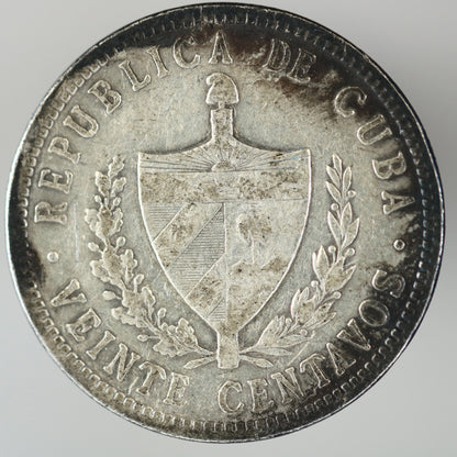 Cuba 1915 Fine Reading 20 Centavos High Relief Star A3528
