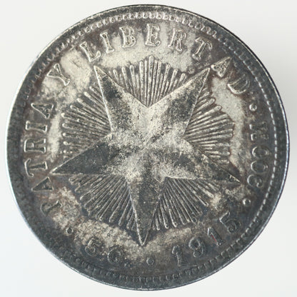 Cuba 1915 Fine Reading 20 Centavos High Relief Star A3528