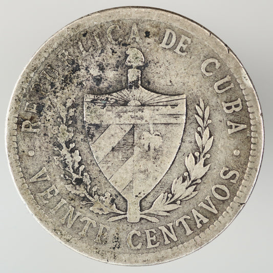 Cuba 1915 Course Reading 20 Centavos High Relief Star A3532