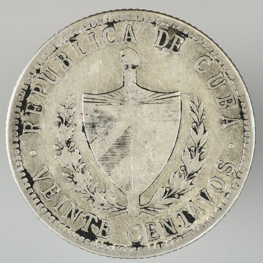 Cuba 1915 Course Reading 20 Centavos High Relief Star A3534