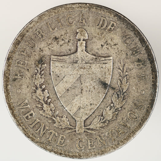 Cuba 1915 Course Reading 20 Centavos High Relief Star A3570