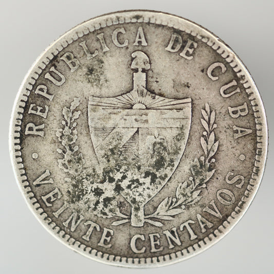 Cuba 1915 Course Reading 20 Centavos Low Relief Star A3531