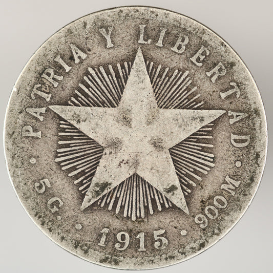 Cuba 1915 Fine Reading 20 Centavos High Relief Star A3571