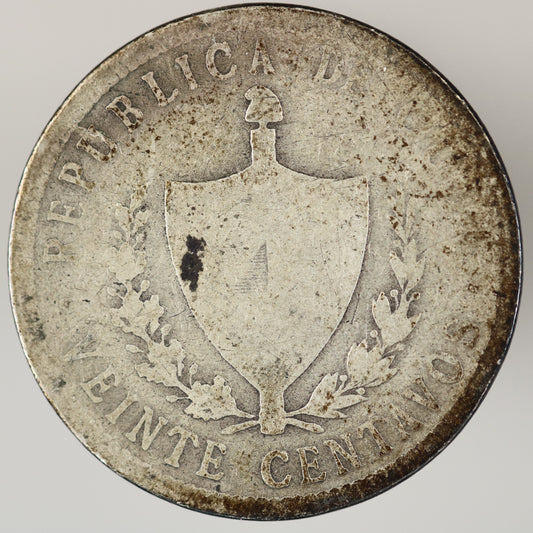 Cuba 1915 Fine Reading 20 Centavos Low Relief Star A3565