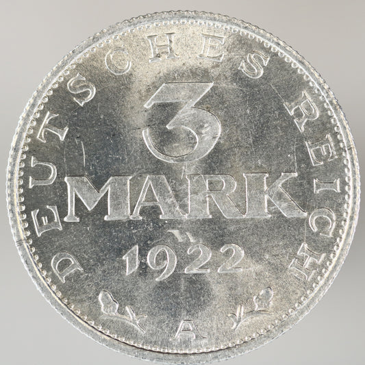 German 1922 A Weimar Republic 3 Mark A3542