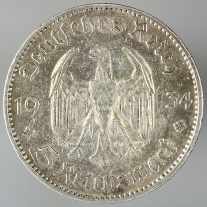 German 1934 F 5 Reichsmark Silver Commemorative Coin A3529