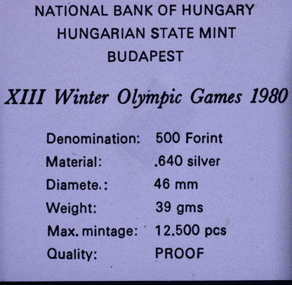 Hungary 1980 Winter Olympic Games 500 Forint B560