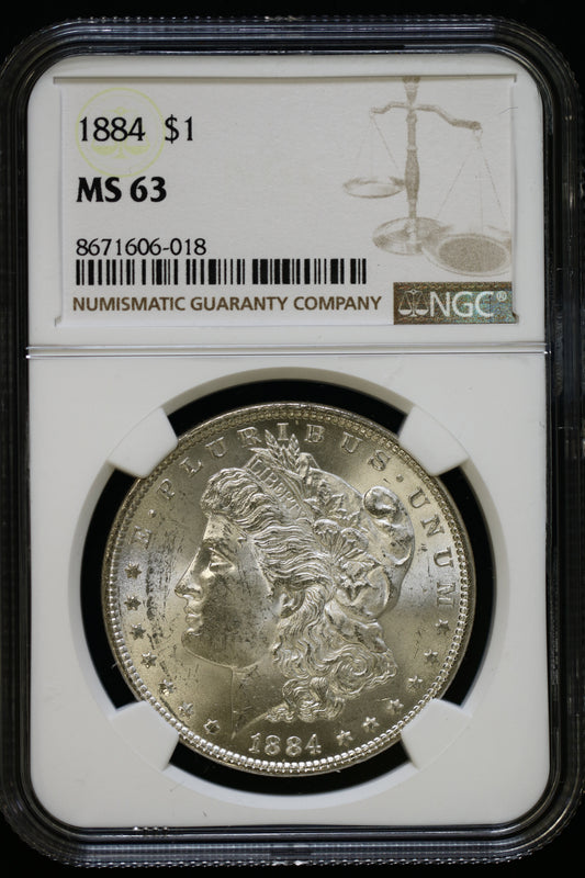 US 1884 Morgan Silver Dollar MS-63 NCG S808