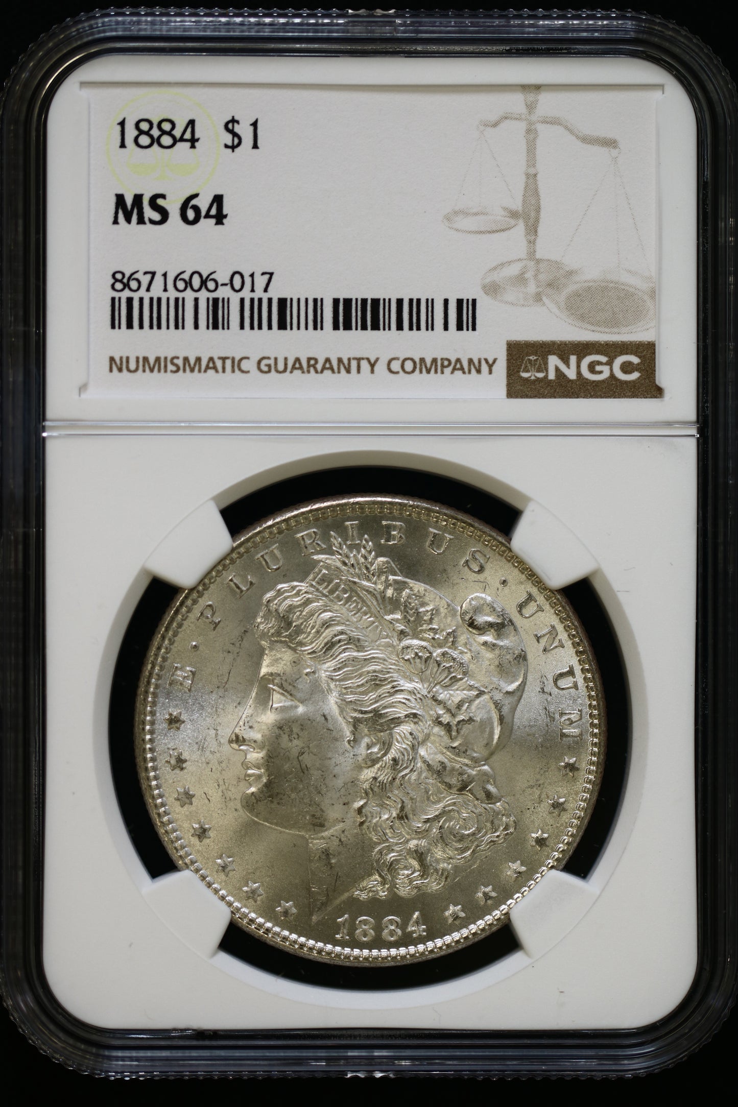 US 1884 Morgan Silver Dollar MS-64 NCG S809