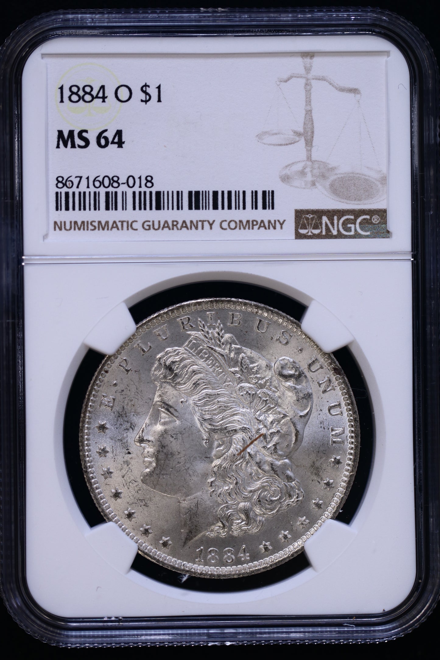 US 1884-O Morgan Silver Dollar MS-64 NCG S819