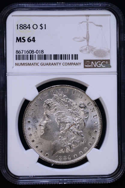 US 1884-O Morgan Silver Dollar MS-64 NCG S819