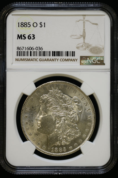 US 1885-O Morgan Silver Dollar MS-63 NCG S831