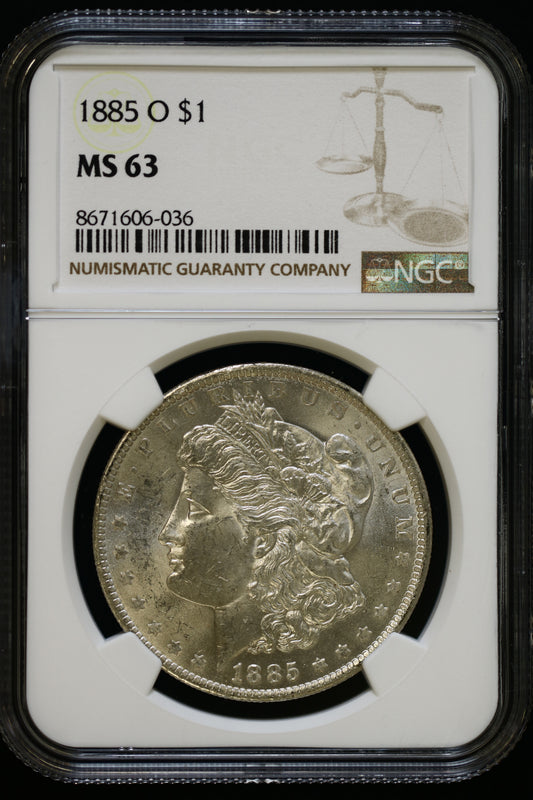 US 1885-O Morgan Silver Dollar MS-63 NCG S831