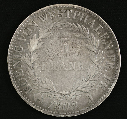 German States Westphalia 1809 J 5 Franken KM-108