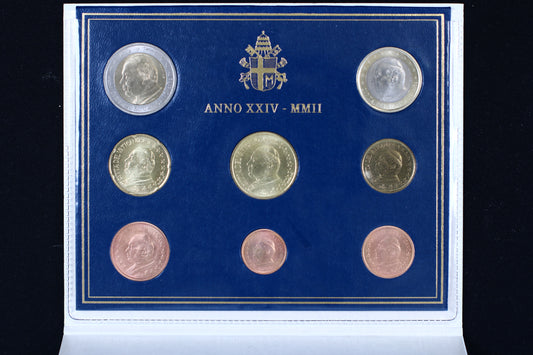 Vatican City 2002 Brilliant Uncirculated (BU) Euro Coin Set B571