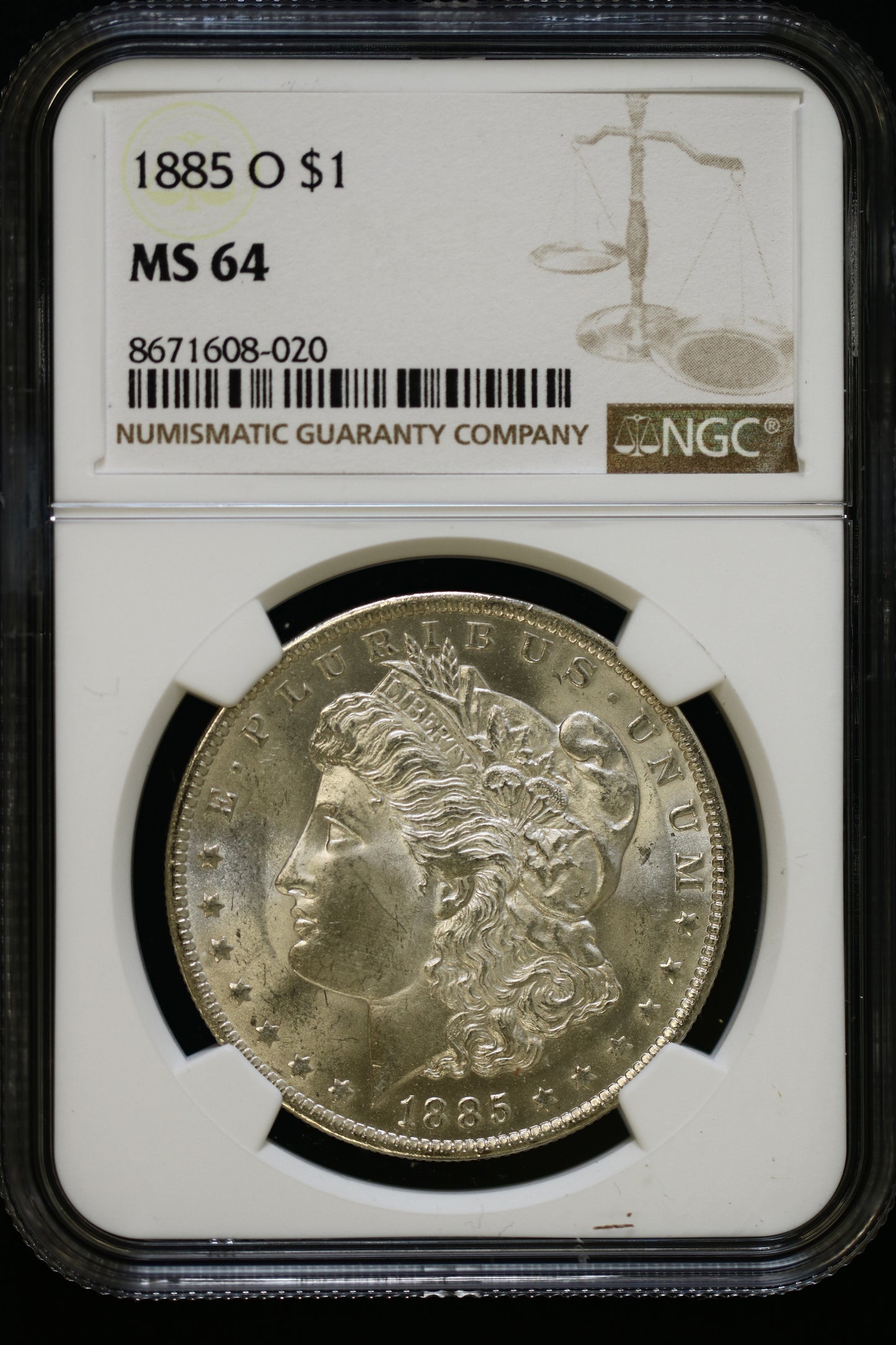 US 1885-O Morgan Silver Dollar MS-64 NCG S835