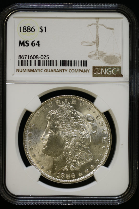 US 1886 Morgan Silver Dollar MS-64 NCG S838