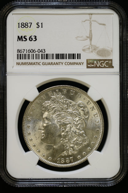 US 1886 Morgan Silver Dollar MS-63 NCG S839