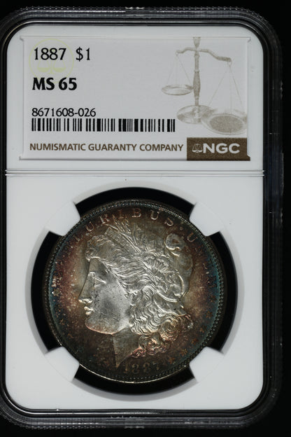 US 1887 Morgan Silver Dollar MS-65 NCG 'Nicely Toned' S840
