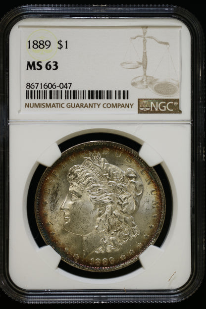 US 1889 Morgan Silver Dollar MS-63 NCG Toned S843