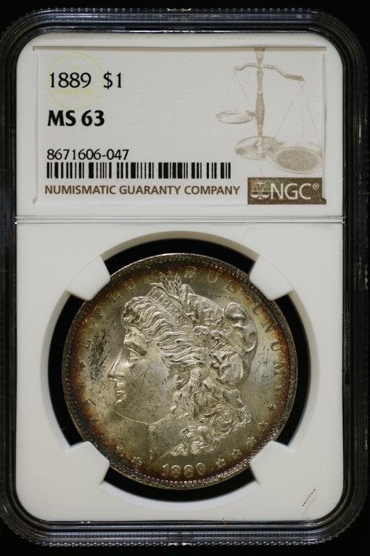 US 1889 Morgan Silver Dollar MS-63 NCG Toned S843