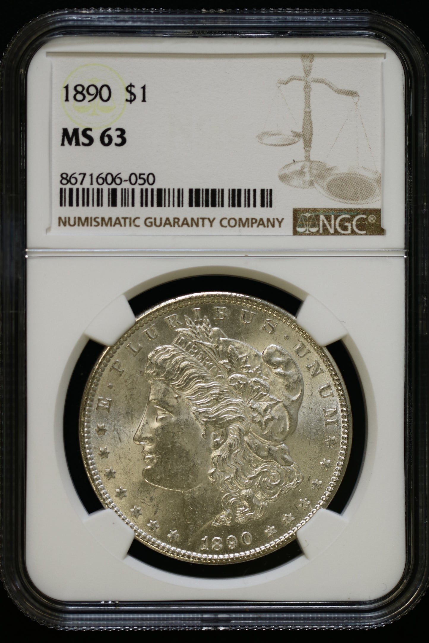 US 1890 Morgan Silver Dollar MS-63 NCG S844