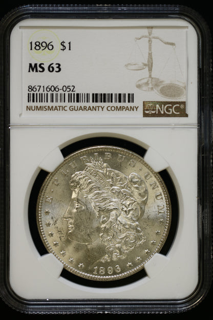US 1896 Morgan Silver Dollar MS-63 NCG S845