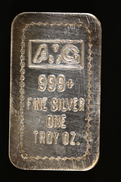 Vintage AMG 1 Troy Ounce .999 Fine Silver Bar A3504