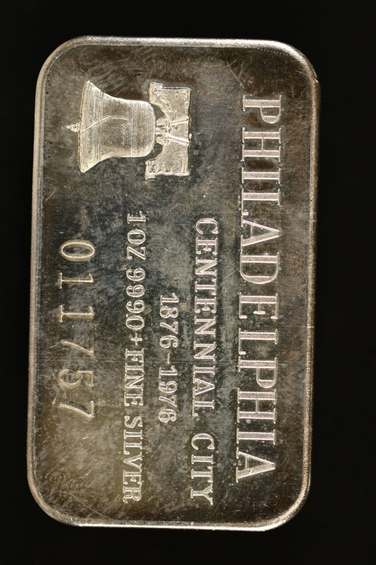 1976 Philadelphia Centennial City 1 oz .999 Fine Silver Art Bar A3506