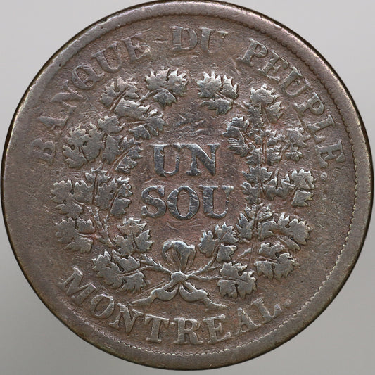 Lower Canada 1837 Agriculture & Commerce Un Sou Token A3630