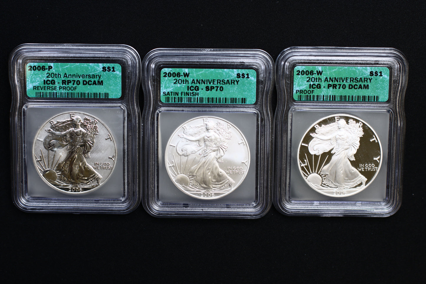 United States 2006 W 20th Anniversary Satin, Proof, Reverse Proof Set P786