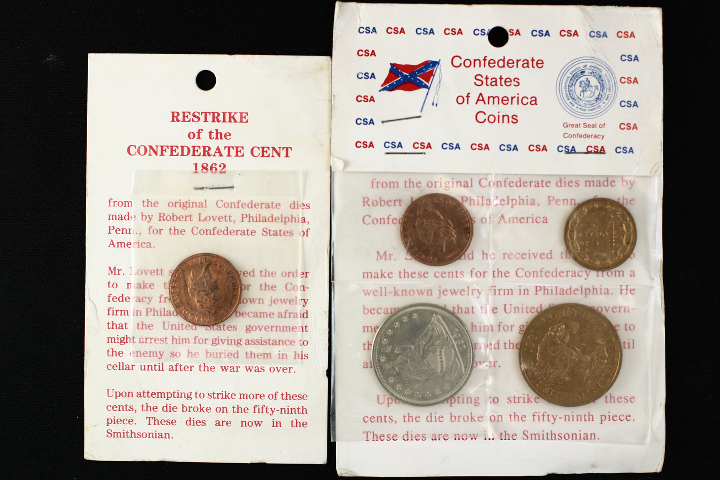 US 1861 Confederate Cent and Half Dollar Coins B308